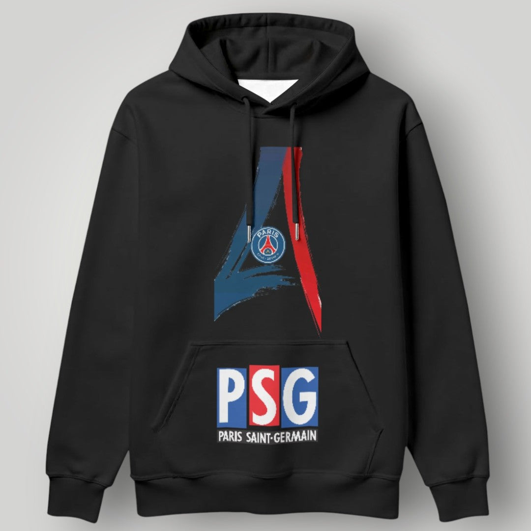 PSG Abstract Eiffel Hoodie - Artistic Brushstroke Black Paris Saint-Germain Pullover