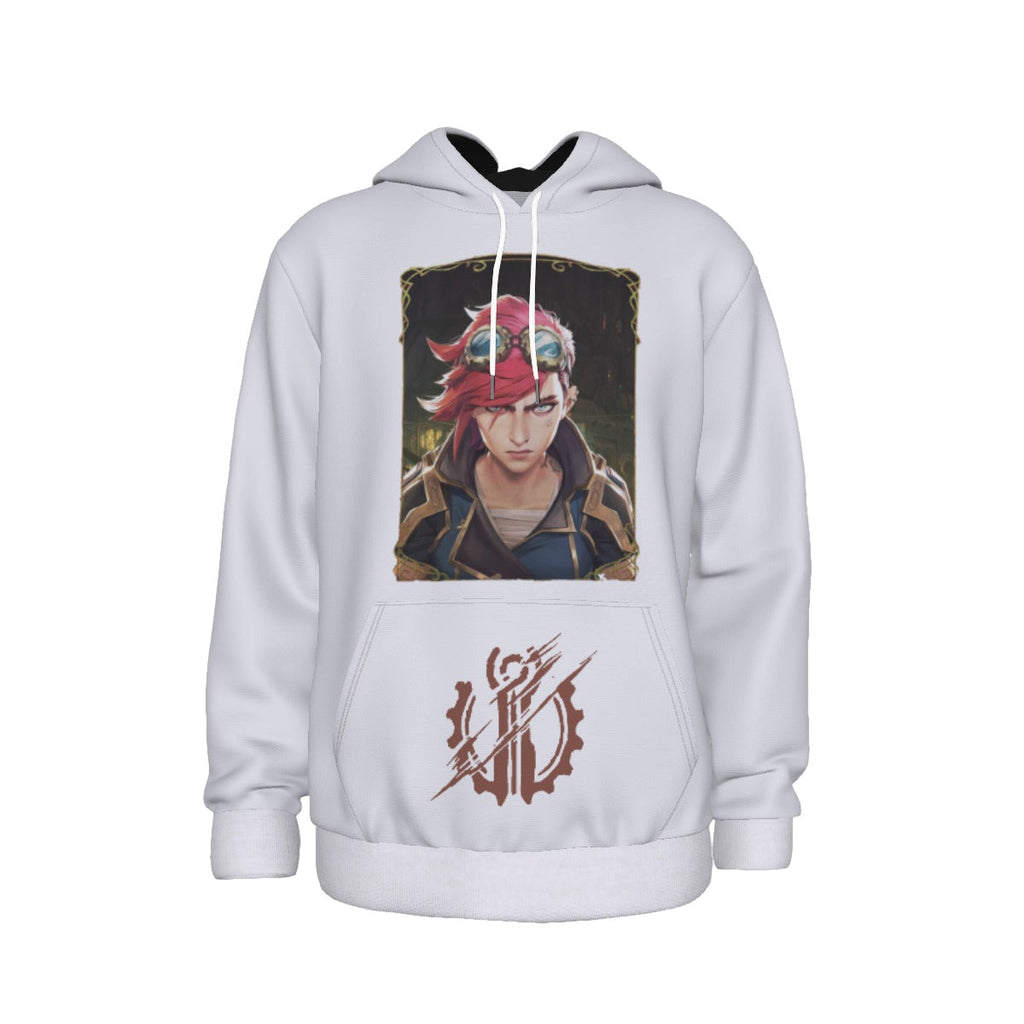 Arcane Vi inspired gamer hoodie front view

League of Legends Vi fan hoodie black

Anime streetwear Vi cosplay hoodie

Arcane style cyberpunk gamer sweatshirt