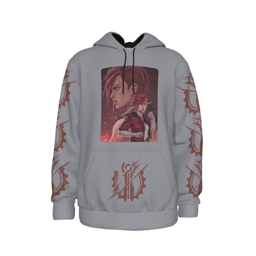 Arcane Vi inspired gamer hoodie front view

League of Legends Vi fan hoodie black

Anime streetwear Vi cosplay hoodie

Arcane style cyberpunk gamer sweatshirt