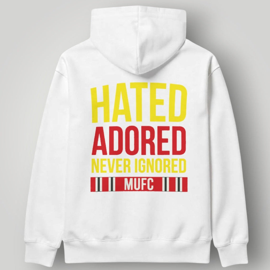 Manchester United "We Are United" Graphic Hoodie - Black & Gold MUFC Split Typography Streetwear
