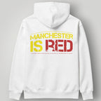 Manchester United Vertical Trident Hoodie - White & Black MUFC Two-Tone Graphic Sweatshirt