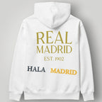 Real Madrid Victory Stripe Hoodie - Horizontal Royal Crest Black Fan Pullover