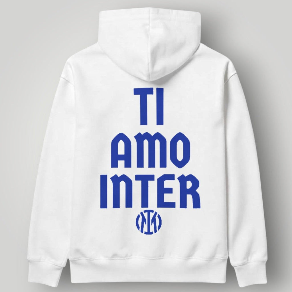 Inter Milan "Ti Amo" Passion Hoodie - Minimalist Blue Diagonal Design - Premium Black Nerazzurri Fan Pullover