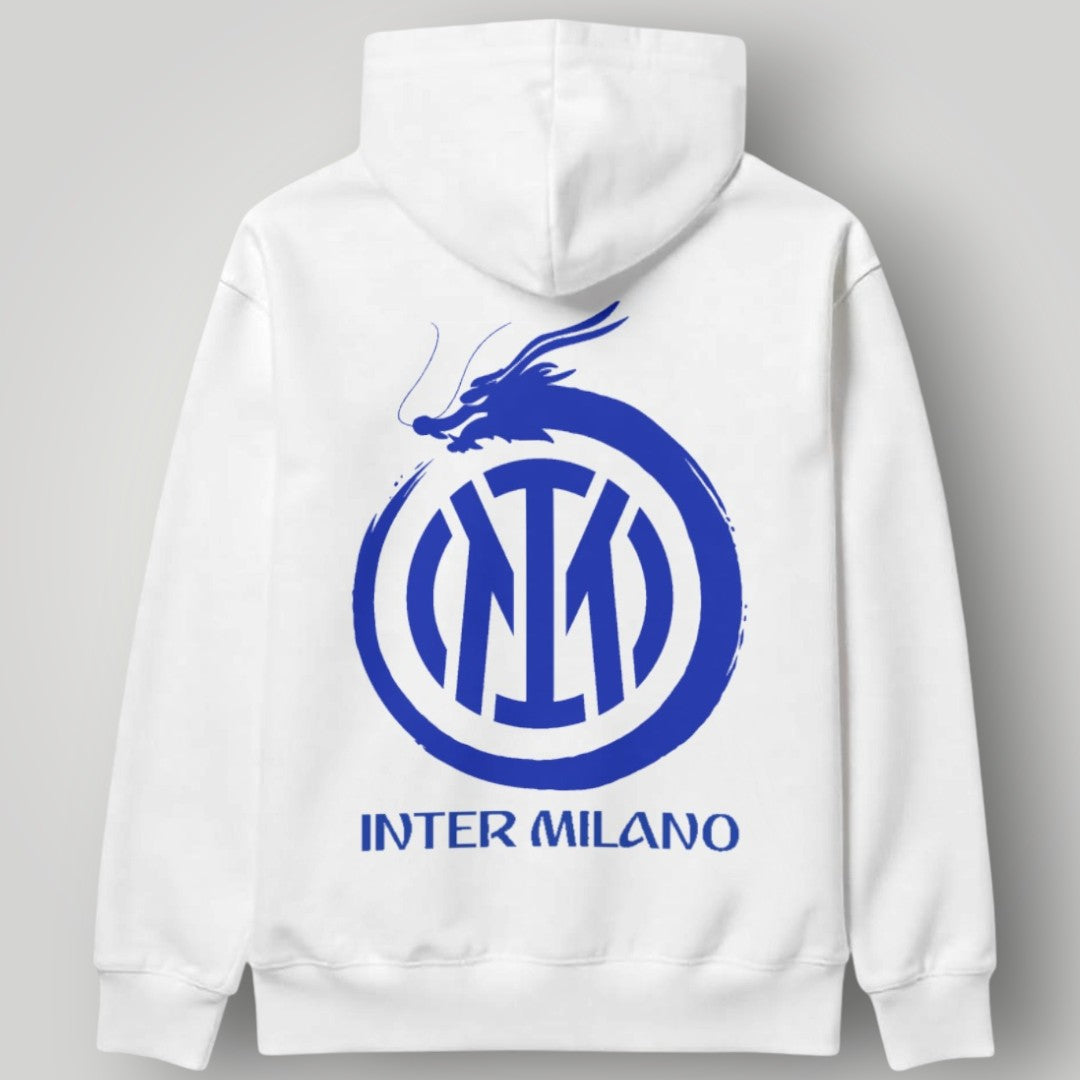 Inter Milan Essential White Hoodie - Classic Blue & Black Monogram Pullover - Premium Nerazzurri Fan Streetwear