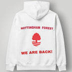 Nottingham Forest "We Are Back" Hoodie - Bold Red Circular Crest Pullover - NFFC Premier League Fan Apparel