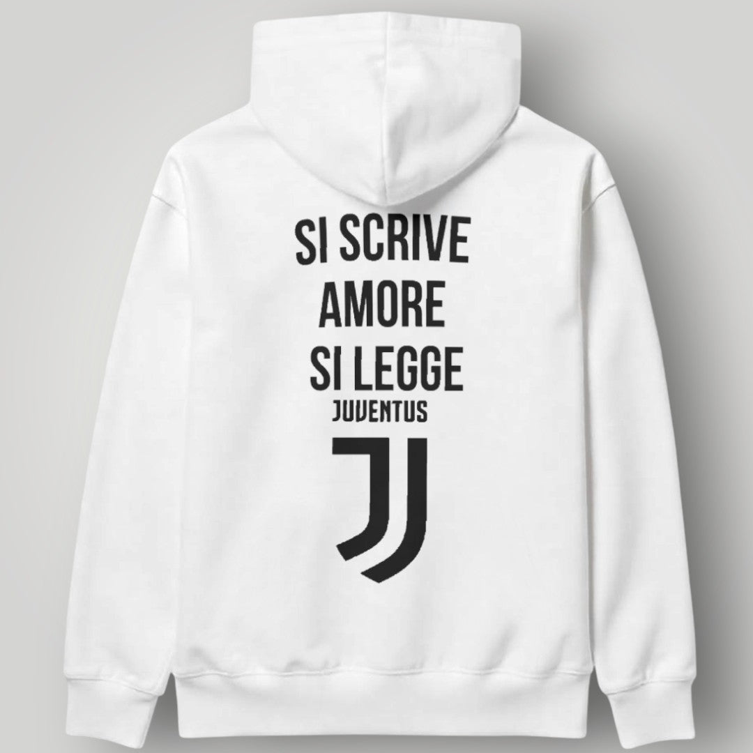 Juventus "Italia" Heritage Hoodie - Bold Typography & Tricolore Ribbon Fan Edition