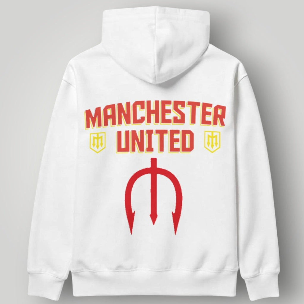 Manchester United Official Colors Full Crest Hoodie - Black & Gold MUFC Premium Fan Gear