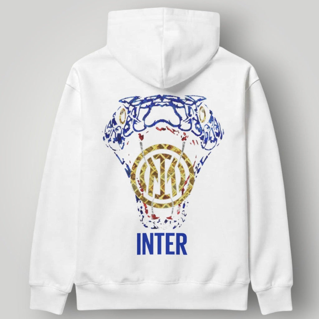 Inter Milan "Snakeskin" Edition Hoodie - White Nerazzurri Two-Star Pullover - Modern Italian Football Fan Streetwear