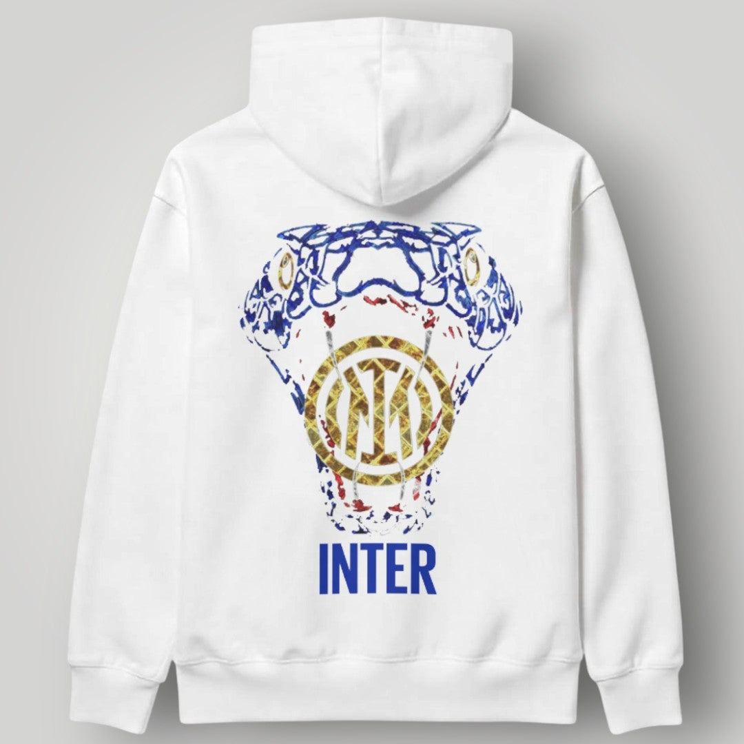 Inter Milan "Snakeskin" Edition Hoodie - White Nerazzurri Two-Star Pullover - Modern Italian Football Fan Streetwear