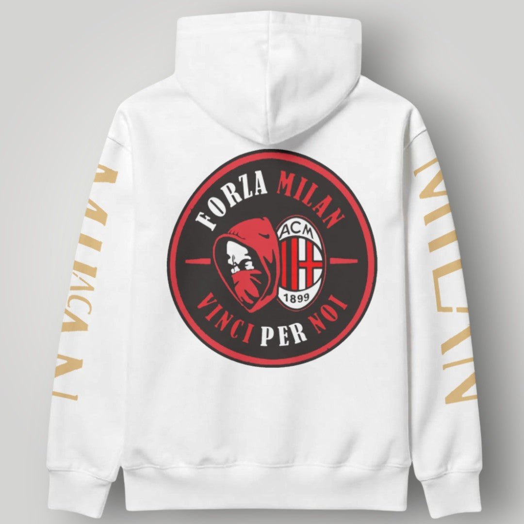 AC Milan "Dark Devil" Hoodie - Il Diavolo Graphic & Gold Sleeve Print Pullover