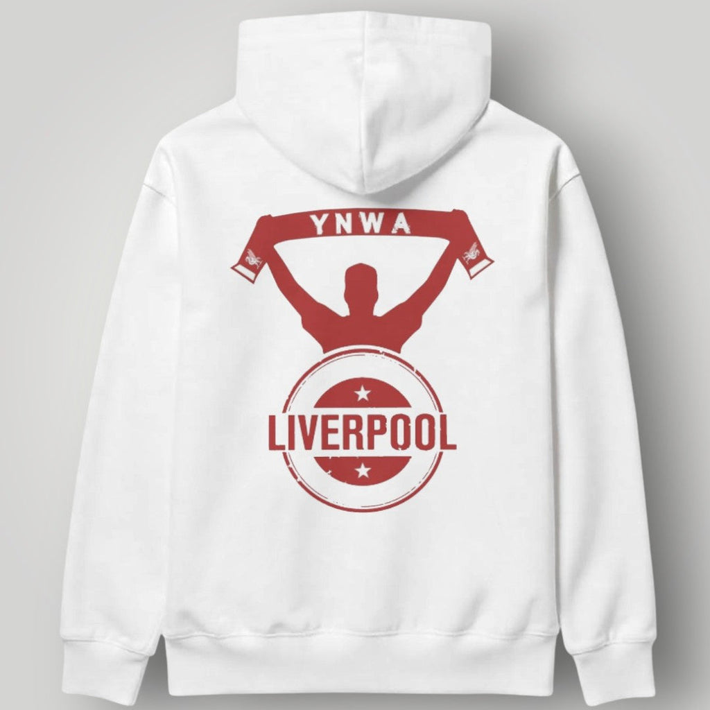 Liverpool F.C. Classic Varsity Circle Hoodie - White Two-Tone LFC Heritage Apparel