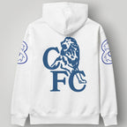 Chelsea FC "CFC LDN" White Hoodie – London Streetwear Edition Lion Crest Pullover