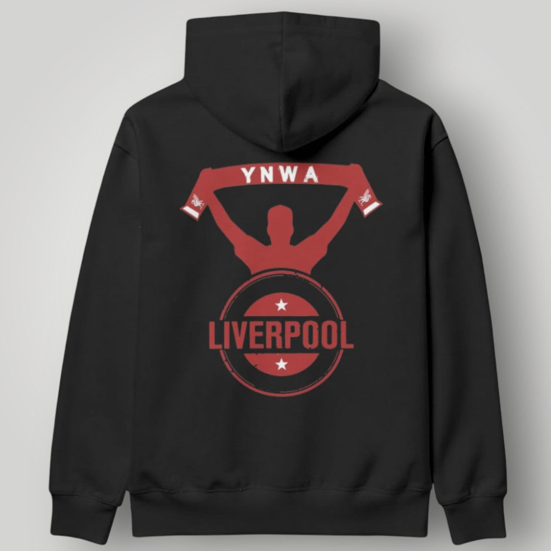 Liverpool F.C. Classic Varsity Circle Hoodie - White Two-Tone LFC Heritage Apparel