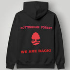 Nottingham Forest "We Are Back" Hoodie - Bold Red Circular Crest Pullover - NFFC Premier League Fan Apparel