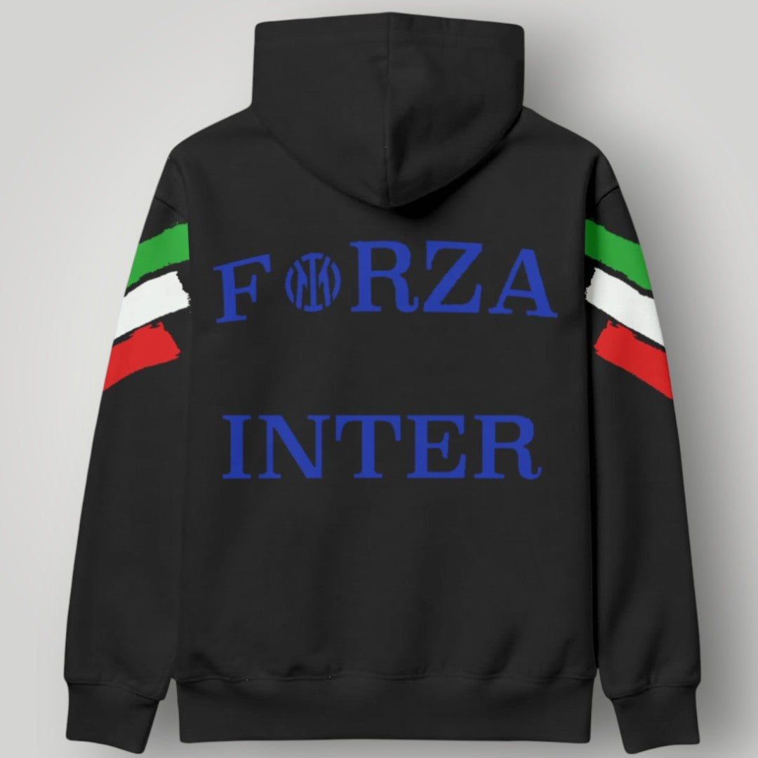 Inter Milan "Tricolore" Edition Hoodie - Italian Flag Brush Stroke Pullover - White Nerazzurri Lifestyle Streetwear