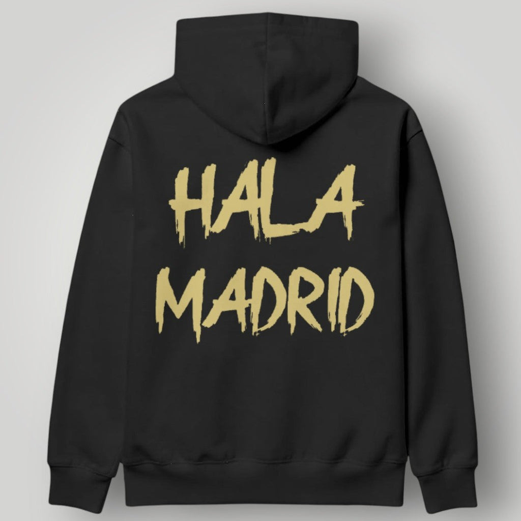 Real Madrid Typography Fade Hoodie - Black Modern Fan Streetwear Pullover