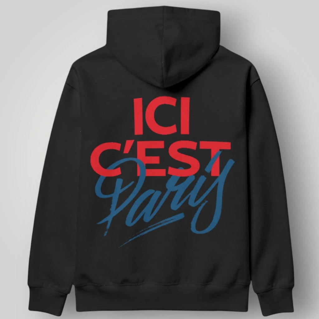 PSG Abstract Eiffel Hoodie - Artistic Brushstroke Black Paris Saint-Germain Pullover