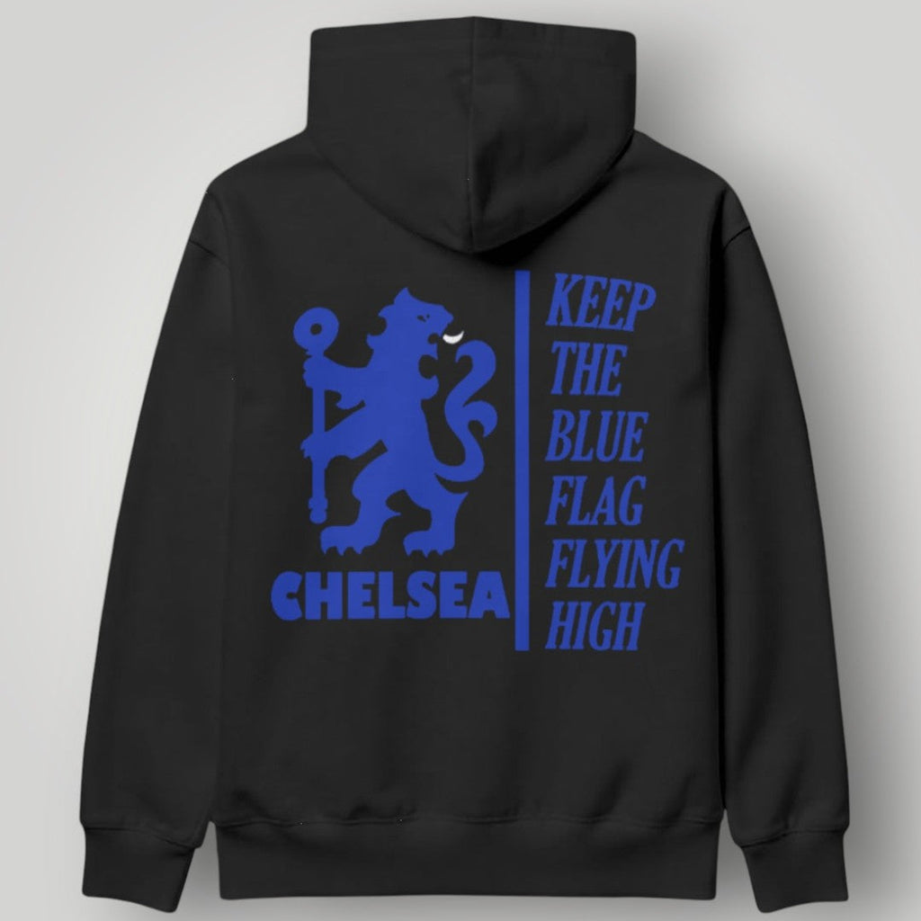 Chelsea FC Clean White Minimalist Hoodie – Blue & Gold Lion Crest Urban Pullover