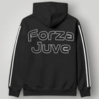 Juventus "Fino Alla Fine" Sports Hoodie - Contrast Drawstring & Racing Stripe Fan Gear