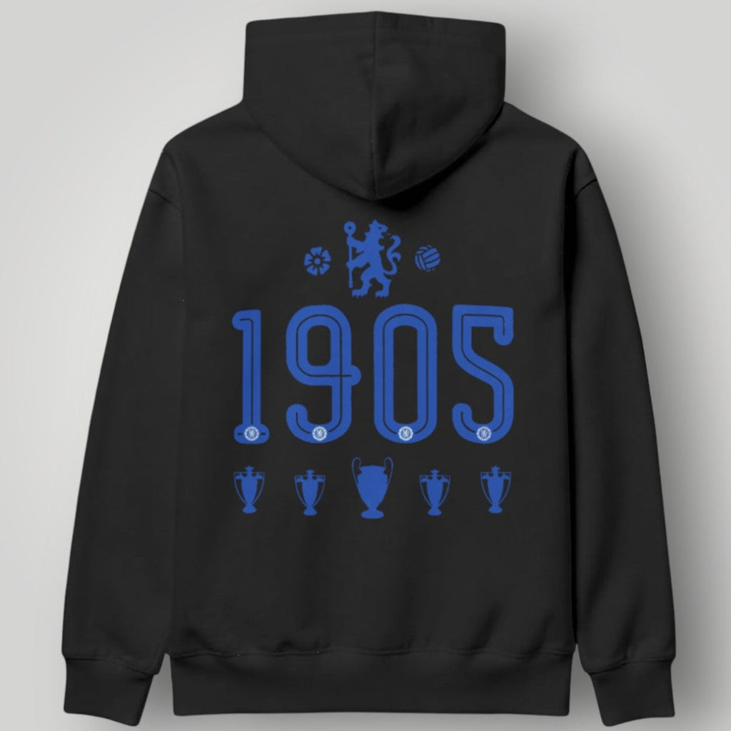 Chelsea FC White Heritage Edition Hoodie – Blue 1905 Lion Crest Urban Pullover