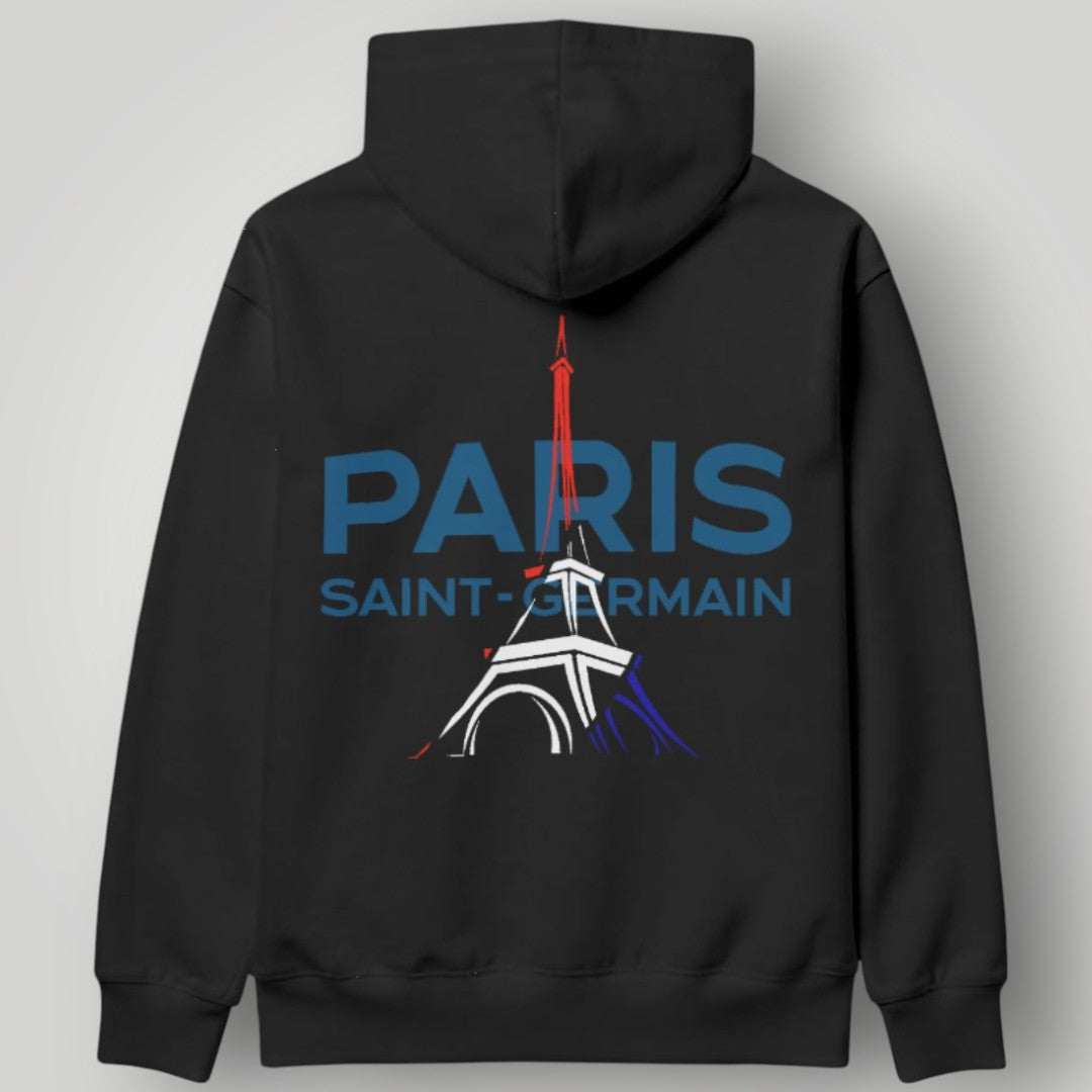 PSG Urban Brushstroke Hoodie - Modern Vertical Stripe Black Paris Pullover