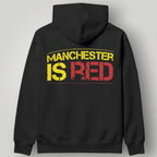 Manchester United Vertical Trident Hoodie - White & Black MUFC Two-Tone Graphic Sweatshirt