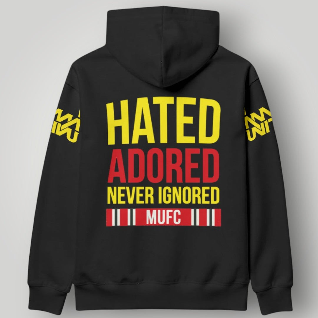 Manchester United "United Till I Die" Graphic Hoodie - Black MUFC Striped Fan Apparel