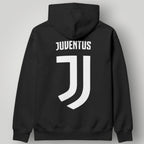 Juventus "JUVE" Repeating Typography Hoodie - Italian Tricolore Circle Crest Fan Gear