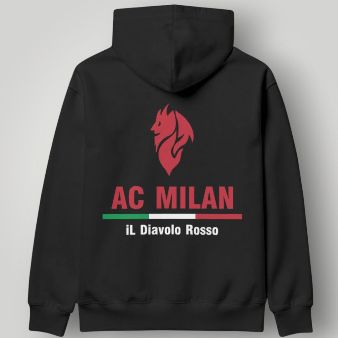 AC Milan "Veloce" Graphic Hoodie - Diagonal Stripe & Wavy Crest Streetwear