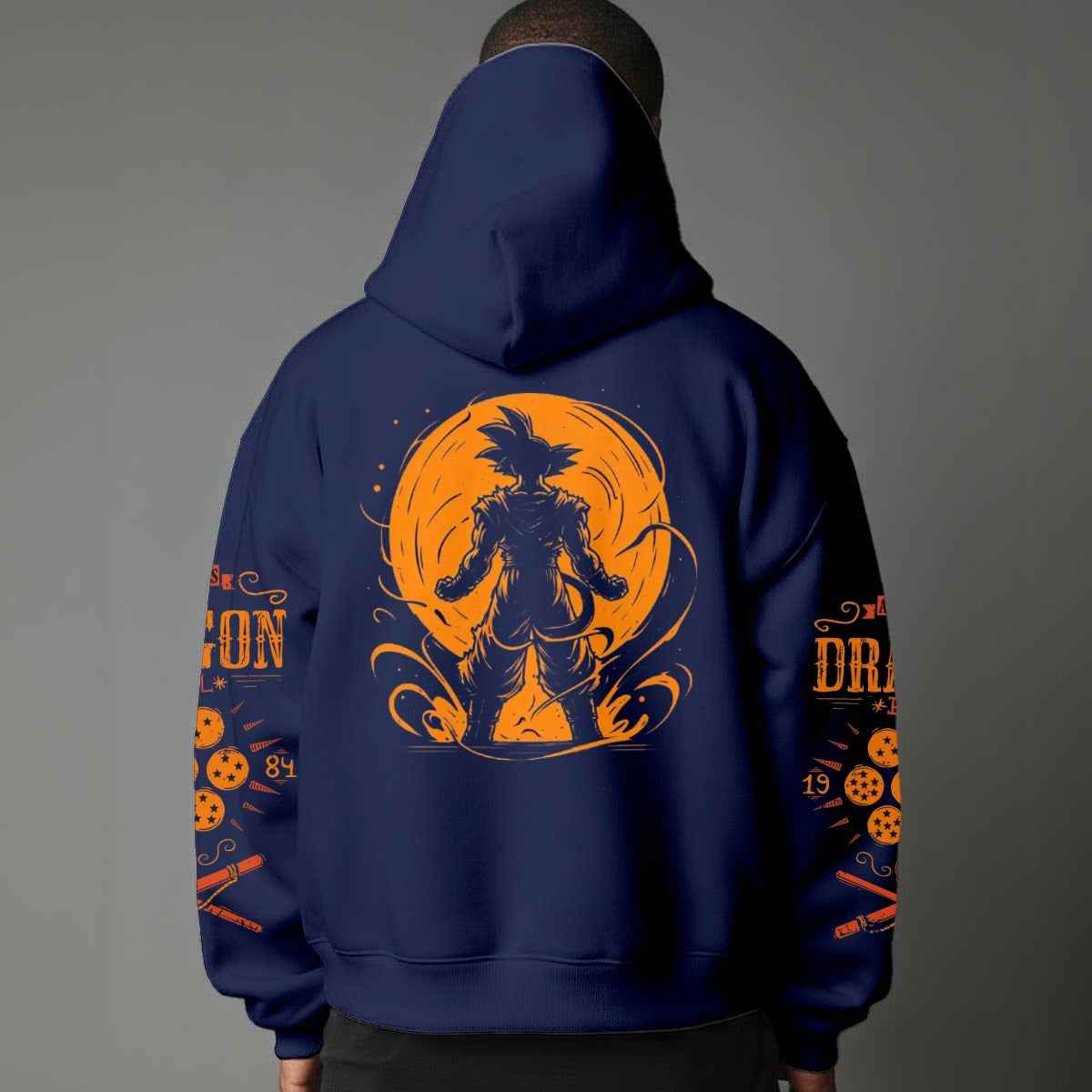 Dragon Ball Z Vintage 1984 Style Hoodie | Black Goku Silhouette Pullover