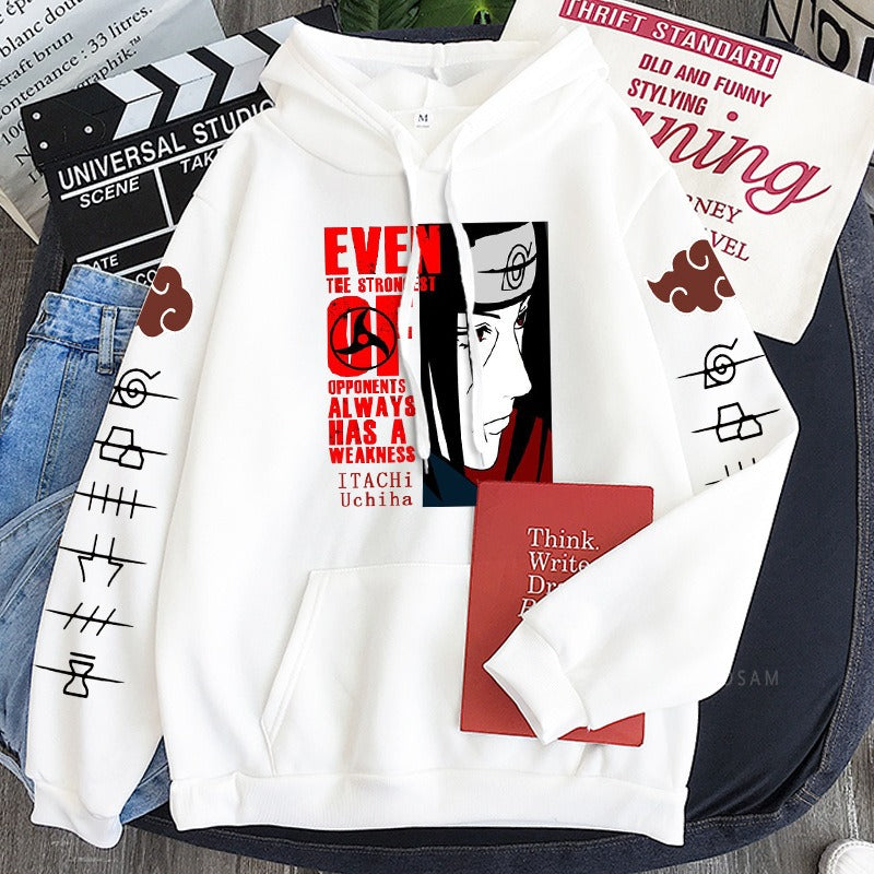 Itachi Uchiha Writings Wheel Eye Plush Hoodie