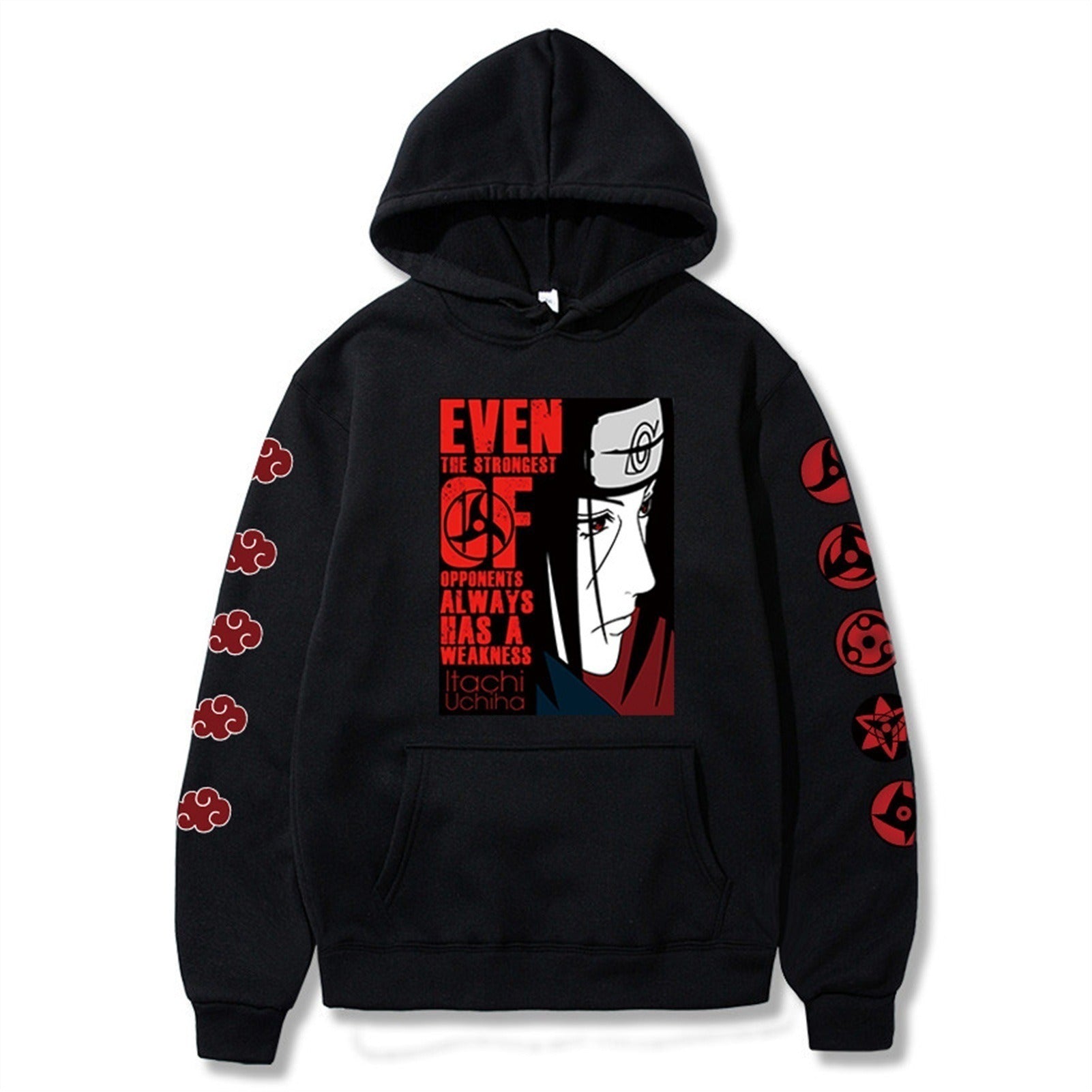Itachi Uchiha Writings Wheel Eye Plush Hoodie