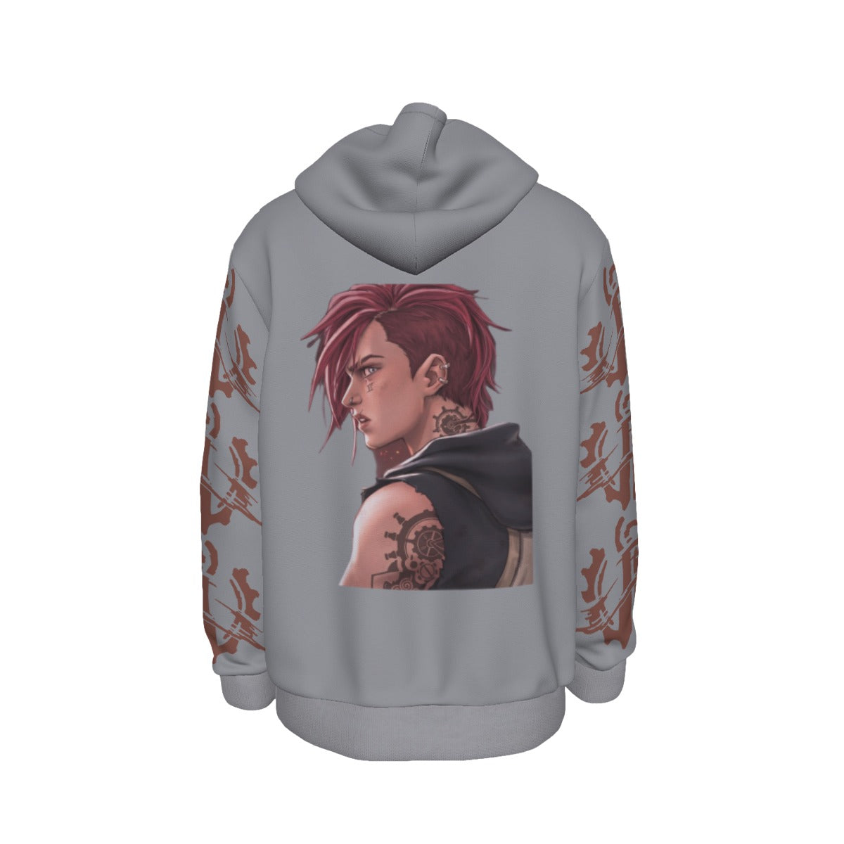 Arcane Vi inspired gamer hoodie front view

League of Legends Vi fan hoodie black

Anime streetwear Vi cosplay hoodie

Arcane style cyberpunk gamer sweatshirt