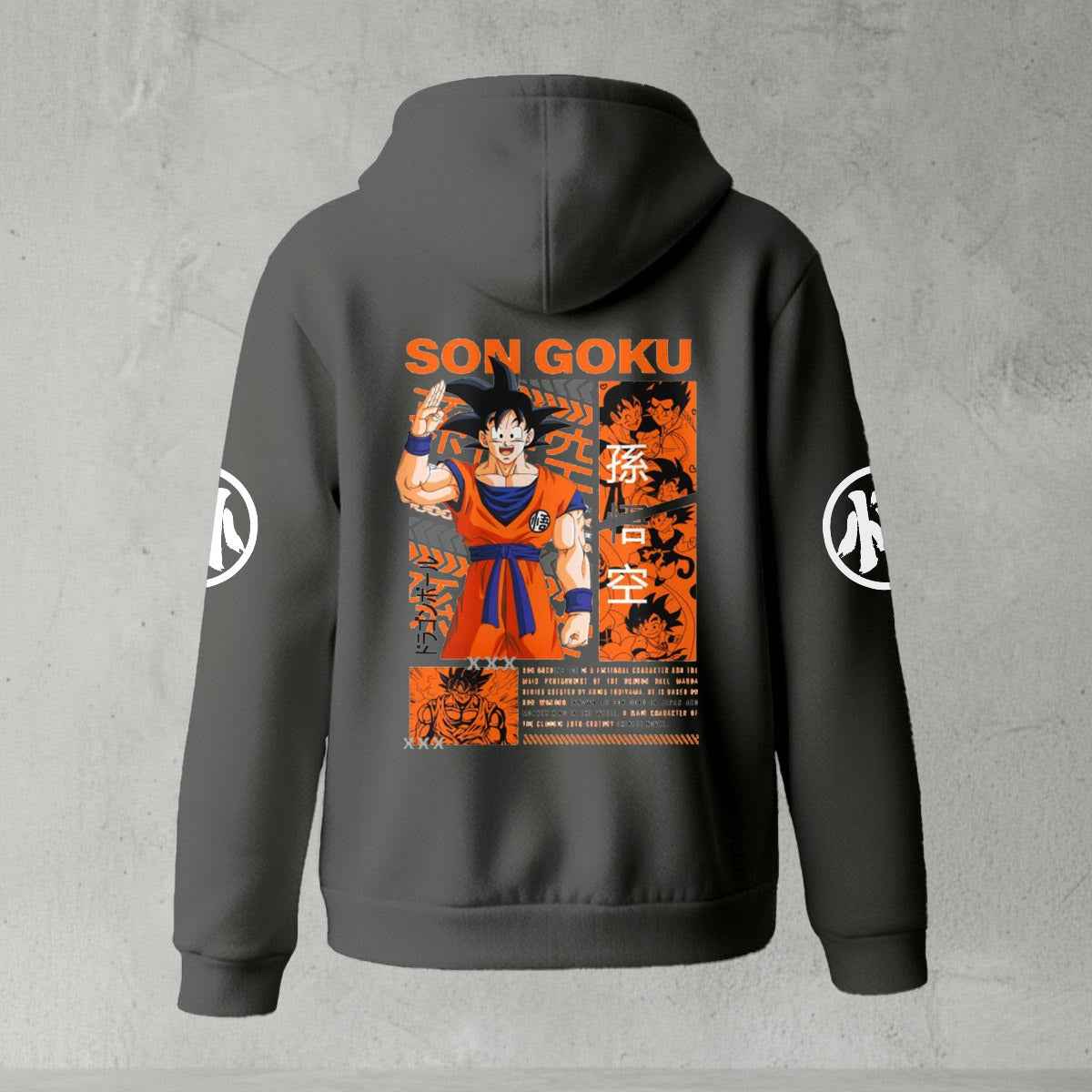 Dragon Ball Z Goku "Go" Kanji Symbol Zip-Up Hoodie | Black Anime Streetwear
