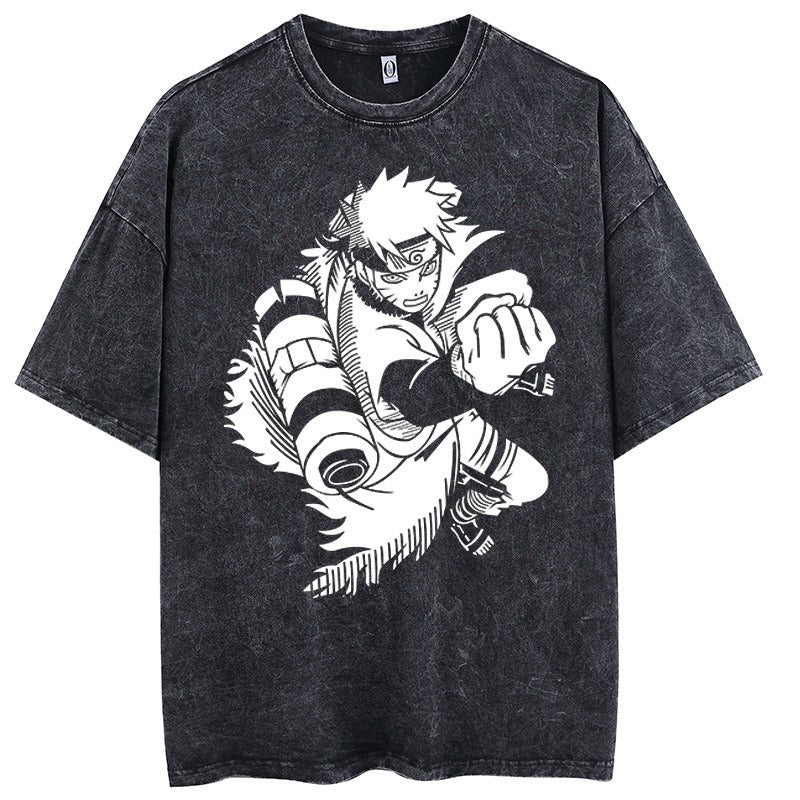 Vintage Naruto Print Cotton T-Shirt