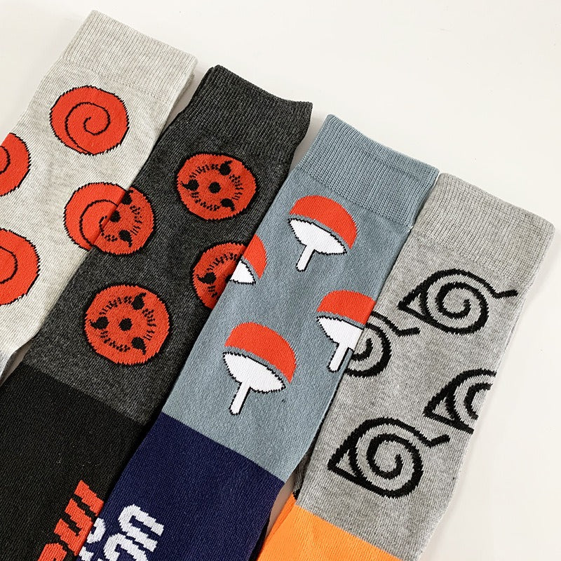 Trendy Naruto Academy Style Mid Cap Sports Socks