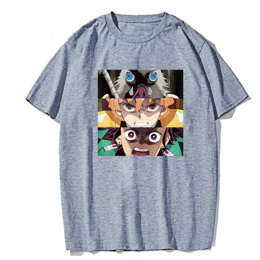 Demon Slayer Cartoon Print Short Sleeve Top