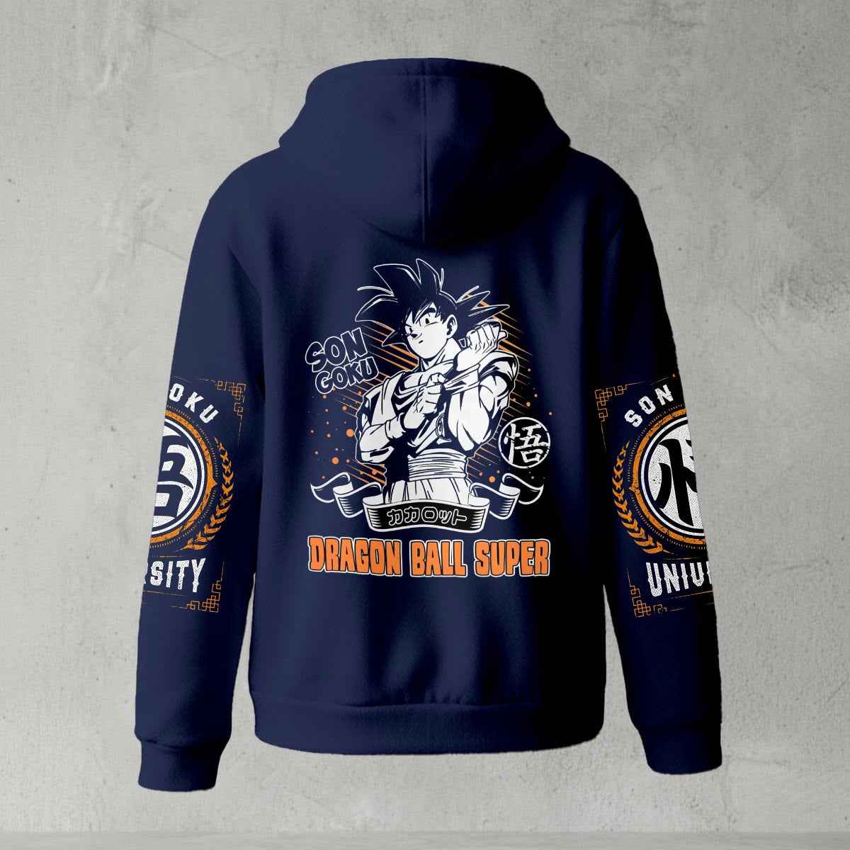 Dragon Ball Z Goku "Go" Kanji Symbol Zip-Up Hoodie | Black Anime Streetwear