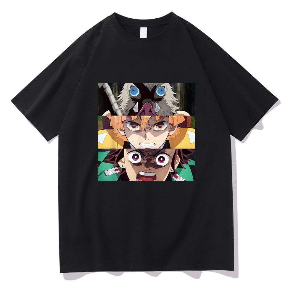 Demon Slayer Cartoon Print Short Sleeve Top