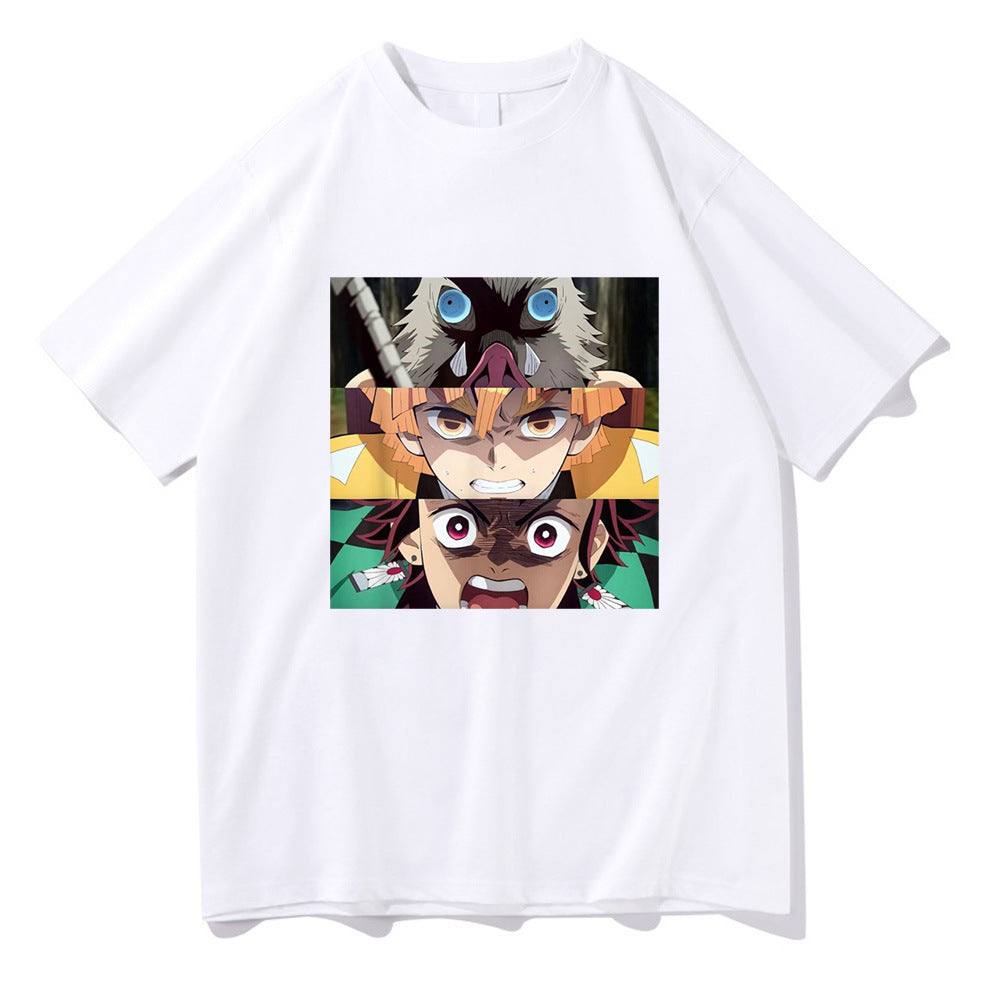 Demon Slayer Cartoon Print Short Sleeve Top