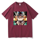 Demon Slayer Cartoon Print Short Sleeve Top