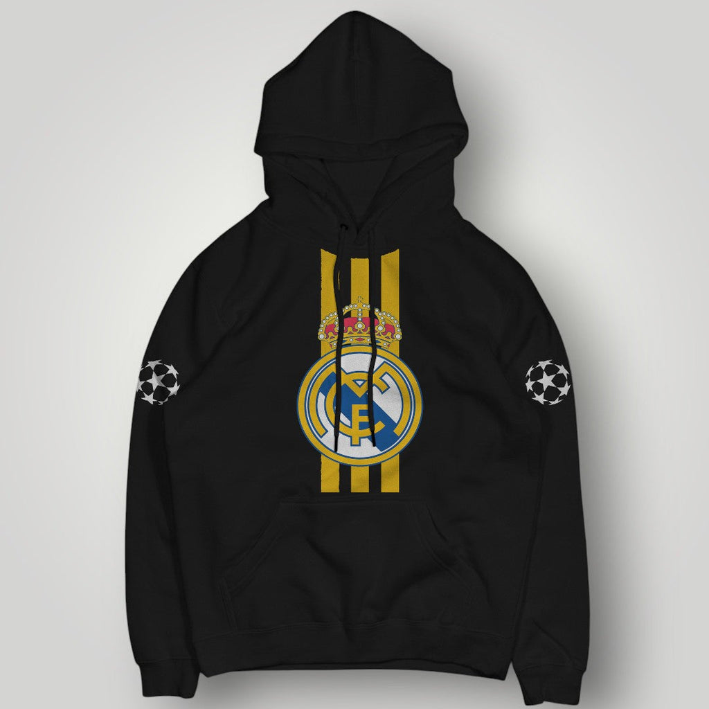 Real Madrid "Golden Trinity" Stripe Hoodie - Urban Champion Black Fan Pullover