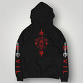 Manchester United "DEVIL" Bold Sleeve Print Hoodie - Black MUFC Trident Graphic Sweatshirt