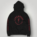 Liverpool F.C. Retro Circle Crest Hoodie - Red Typography & Side Stripe Fan Edition
