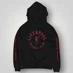 Liverpool F.C. Retro Circle Crest Hoodie - Red Typography & Side Stripe Fan Edition