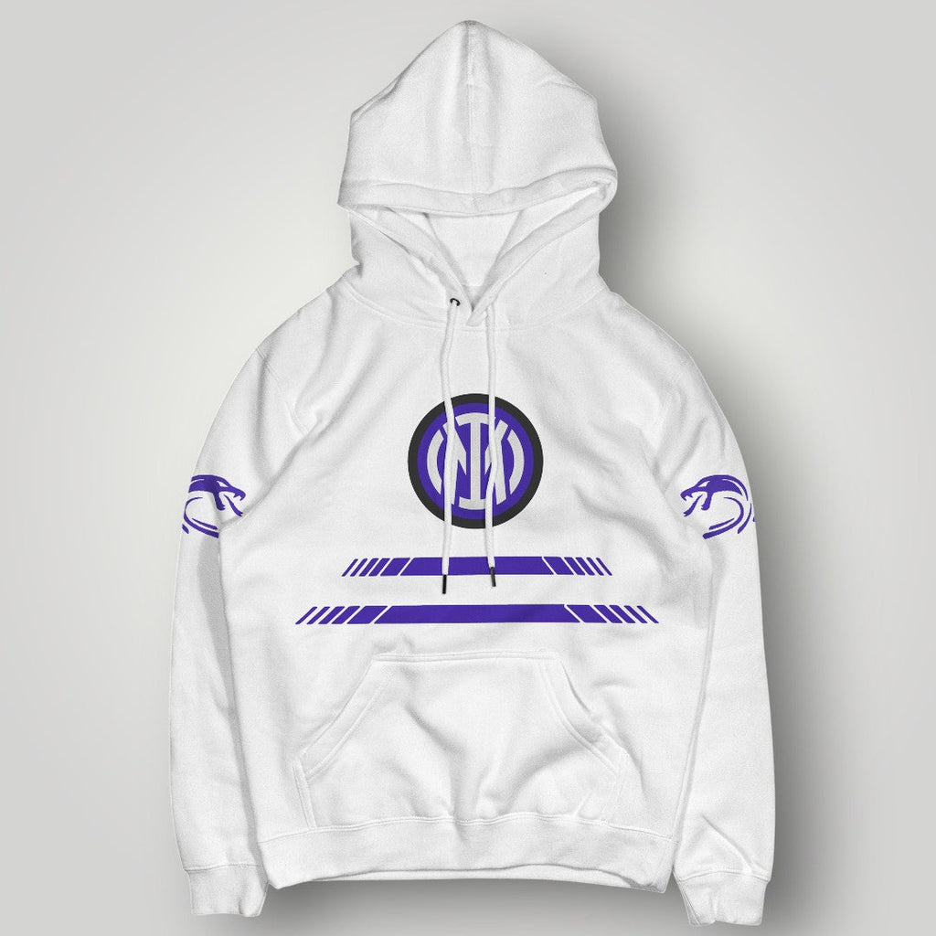 Inter Milan Inspired Minimalist Hoodie - Nerazzurri White Streetwear - Premium Italian Football Fan Pullover