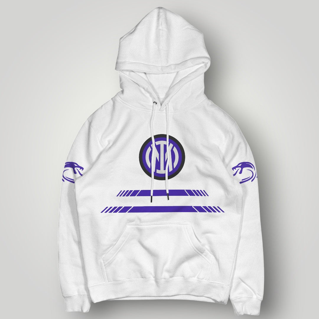 Inter Milan Inspired Minimalist Hoodie - Nerazzurri White Streetwear - Premium Italian Football Fan Pullover