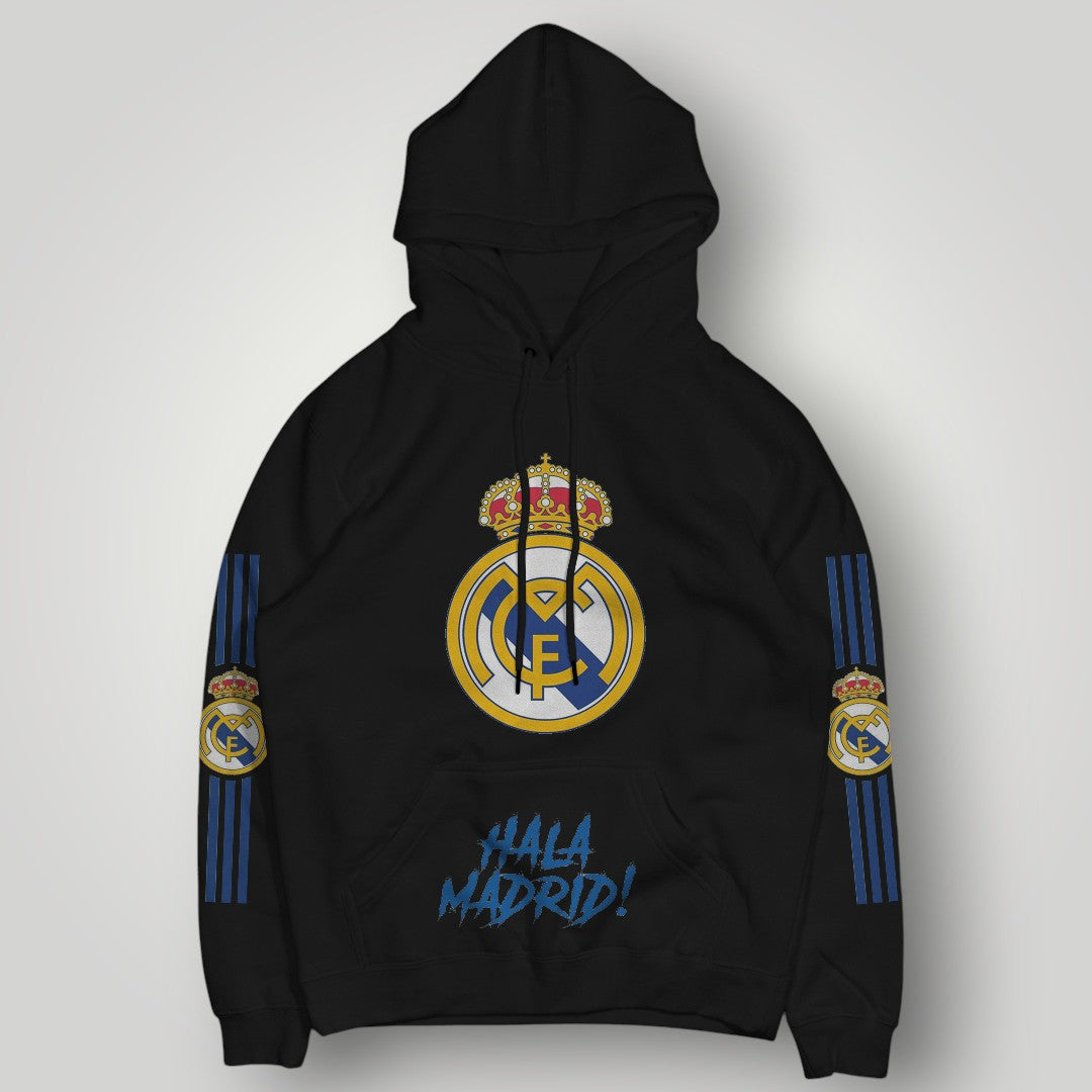 Real Madrid "Hala Madrid" Premium Hoodie - Iconic Royal Crest Black Football Pullover