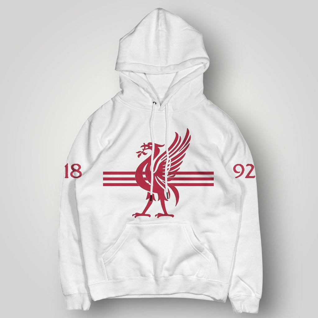 Liverpool F.C. 1892 Est. Hoodie - Red Triple Stripe & Heritage Liver Bird Pullover