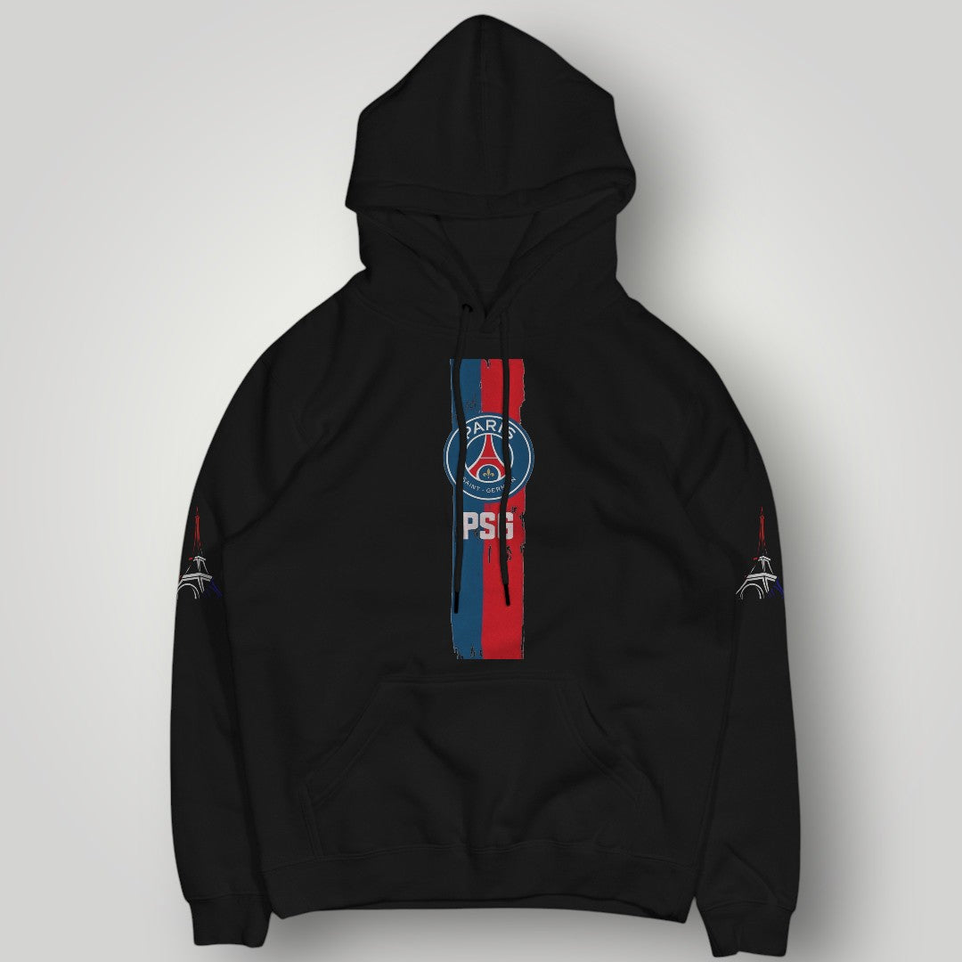 PSG Urban Streetwear Hoodie - Brushstroke Edition Black Paris Pullover